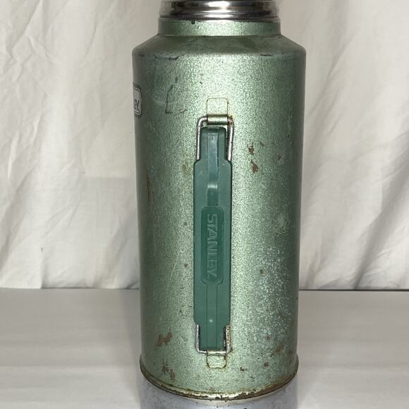 Vintage Stanley Aladdin Thermos Qt Green Hammertone Metal Cup A945DH 1 Gorpcore - Picture 6 of 11